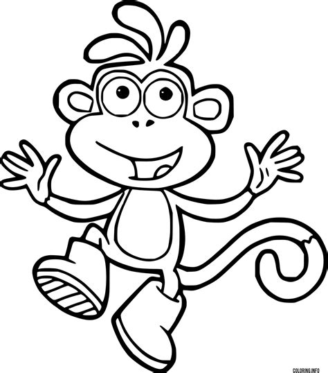 Jumping Monkey Boots From Dora Coloring page Printable