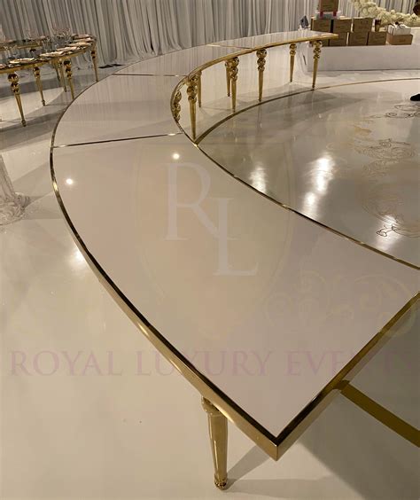 Curved Gold and White Table - Royal Luxury Events & Rentals