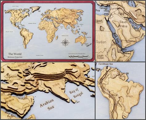 I made a 3D Topographic Map of the World! Created from 1/8" Sheets of ...