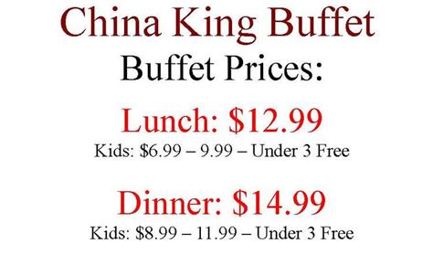 China King Buffet Menu, Petoskey, MI