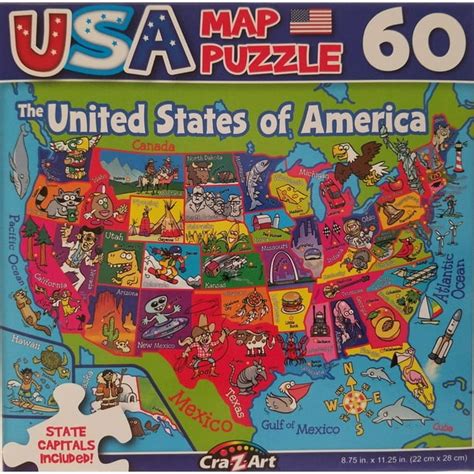 60 Piece Jigsaw Puzzle Map 50 American States USA w State Capitals - Walmart.com - Walmart.com