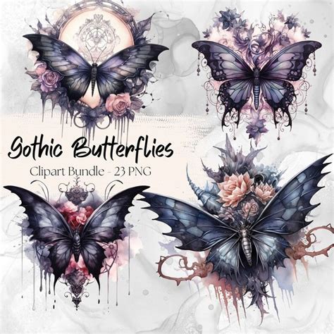 Gothic Butterfly Clipart Watercolor Gothic PNG Butterfly Clip Art ...