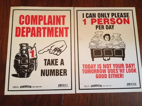 TWO Funny "Complaint Department" Signs for the Office! Central Saanich ...