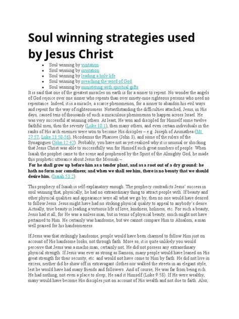 Soul Winning Strategies Used by Jesus Christ | PDF | Jesus | Spiritual Gift