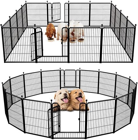 FXW 32Inch 16 Panel Heavy Duty Pet Playpen Dog Exercise Pen Cat Fence with Door Puppy Rabbits ...