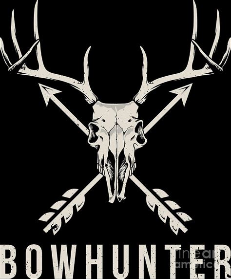 Bowhunter Deer Skull Minimalist Bowhunting Gift Digital Art by ...