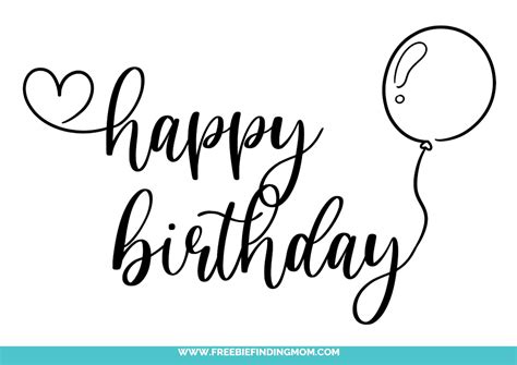 This happy birthday in cursive writing free printable is filled with a ...