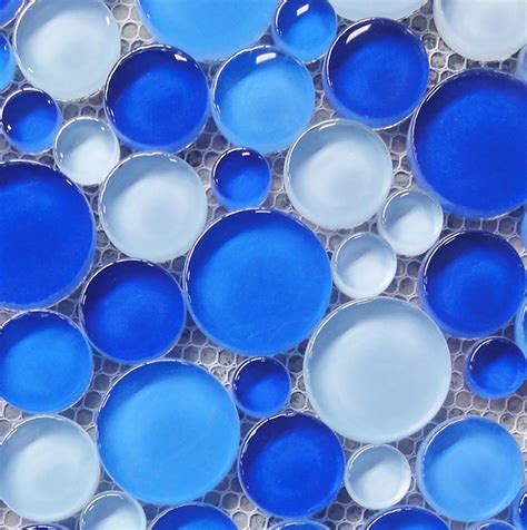 Aqua Bubble Round Blue Glass Mosaic Tile, Blue Glass Mosaic, Blue Mosaic Tiles, View round blue ...