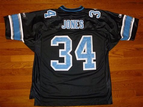 #34 KEVIN JONES Detroit Lions NFL RB Black Throwback Jersey | Lone Star ...