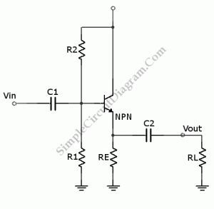 NPN Transistor Common Collector Amplifier – Simple Circuit Diagram