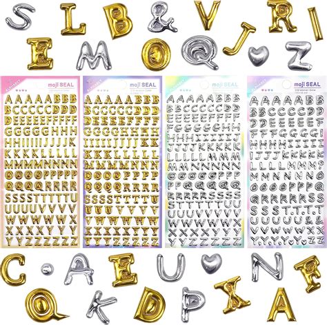 Amazon.com: SHANGRLA Gold and Silver Puffy Letter Stickers Small Foam Adhesive Alphabet Stickers ...