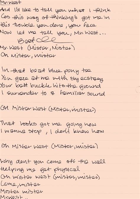 Amy Winehouse, Mr. West , Handwritten Lyrics | Amy winehouse lyrics ...