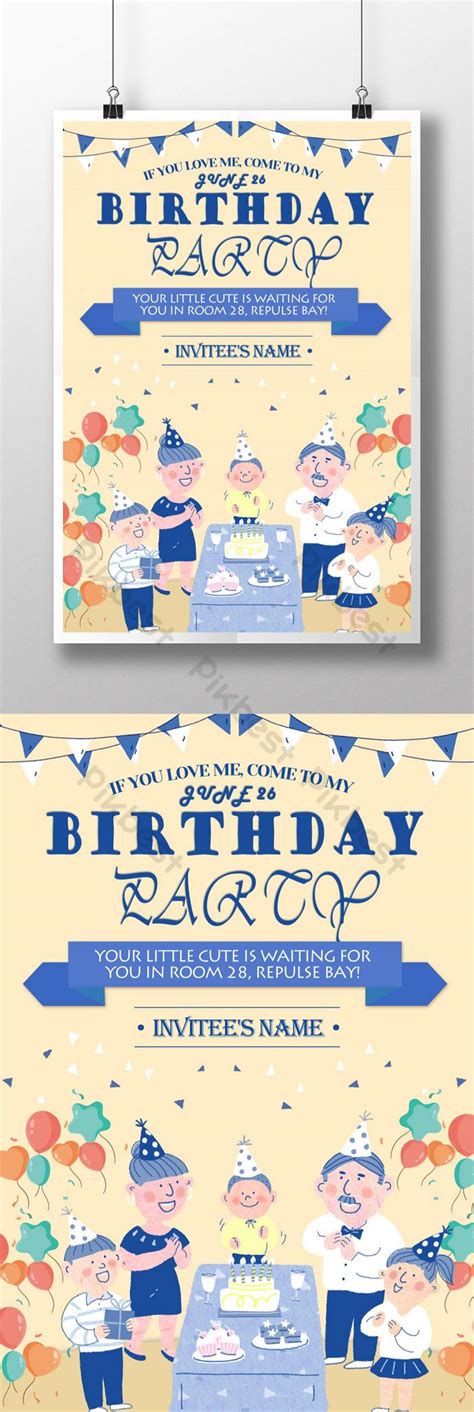 Cartoon Birthday Party Invitation | PSD Free Download - Pikbest