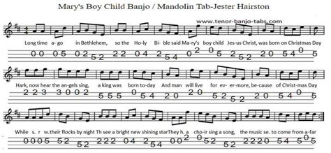 Mary's Boy Child Mandolin Tab - Tenor Banjo Tabs