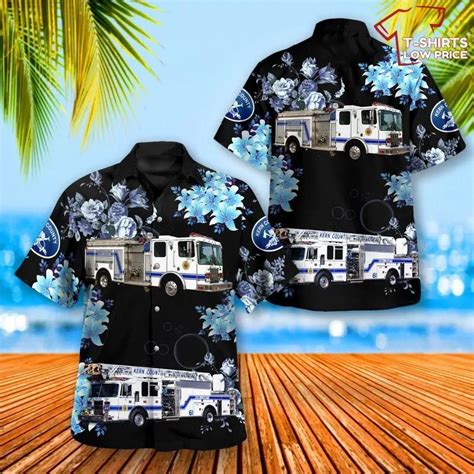 Kern County Fire Department Button Up Hawaiian Shirt - T-shirts Low Price