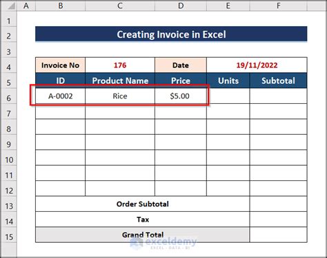 How to Create an Invoice in Excel with a Database - 5 Steps