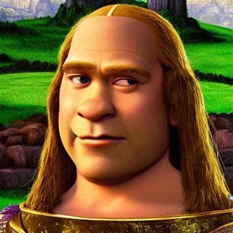 shrek from shrek with long lush golden hair attractive | Stable Diffusion