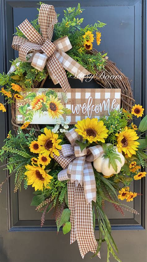 Fall Sunflower Wreath, Fall Wreath, Sunflower Front Door Wreath- Pumpkin Wreath-SassyDoors Wreath,