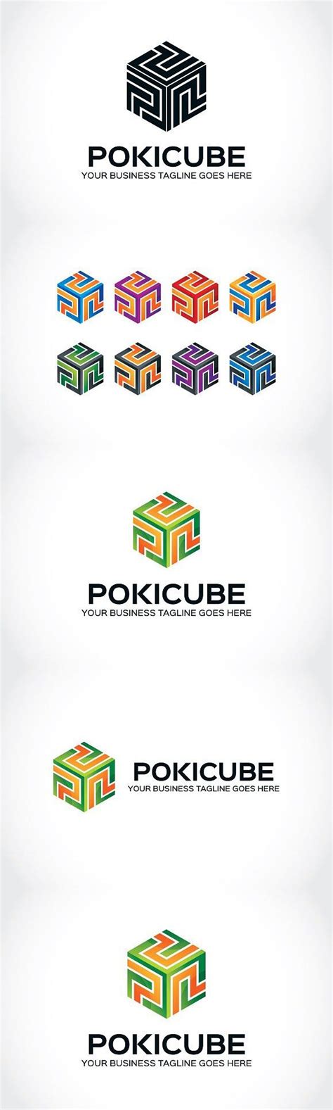 Poki Cube Logo Template Green And Orange, Logo Templates, Cube, Black ...