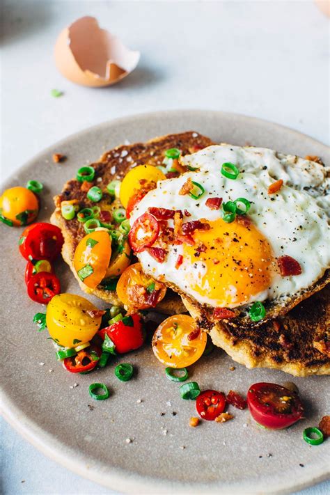 Savory Breakfast Pancakes with Bacon and Fried Eggs {Paleo + Dairy free} - nyssa's kitchen