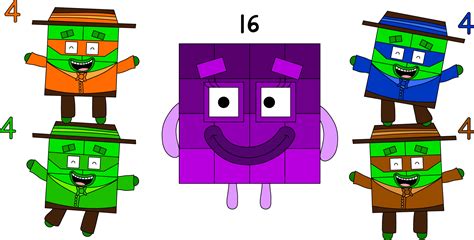 Image - Numberblock 16 turns into a barbershop quartet (Square version 2).png | Numberblocks ...