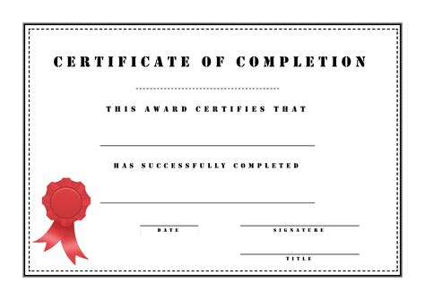 Kostenloses Certificate Of Completion template