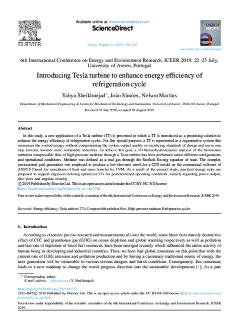 (PDF) Enhancing Refrigeration Efficiency with Tesla Turbine Technology