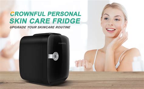 CROWNFUL Mini Fridge, 4 Liter 6 Can Portable Cooler and Warmer, Personal Fridge for Skin Care ...