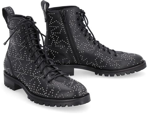 Jimmy Choo Cruz Studded Star Leather Combat Boot in Black/Silver (Black) - Save 66% - Lyst