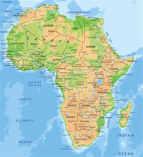 Physical Map Of Africa With Landforms