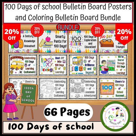 100 Days of school Bulletin Board Posters and Coloring Bulletin Board ...