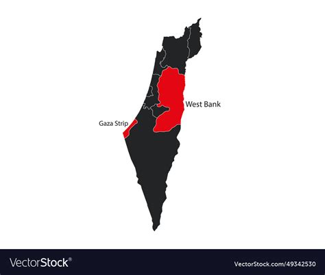 Israel gaza west bank map Royalty Free Vector Image