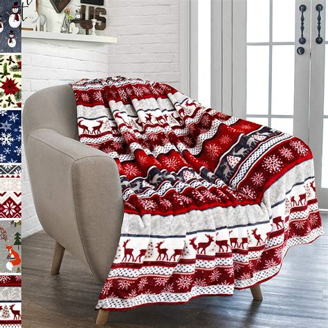 PAVILIA Christmas Throw Blanket | Holiday Christmas Reindeer Snowflakes Fleece Blanket | Soft ...