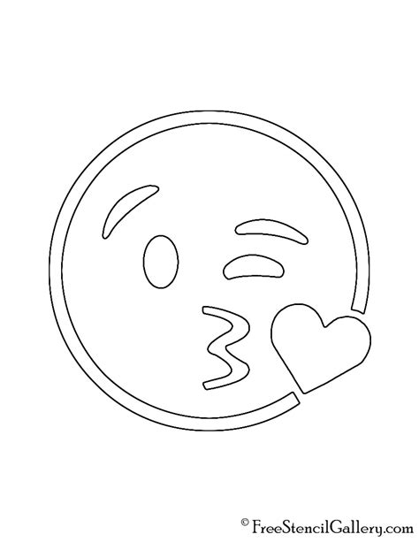 Emoji - Blow Kiss Stencil | Free Stencil Gallery