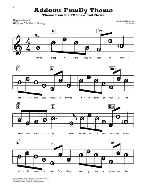 Download and Print Addams Family Theme sheet music for E-Z Play Today by Vic Mizzy from Sheet ...