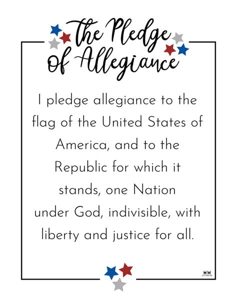 Pledge of Allegiance Words - 20 FREE Printables | Printabulls