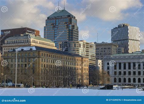 Winter Weather in Downtown Cleveland, Ohio, USA Editorial Photo - Image ...