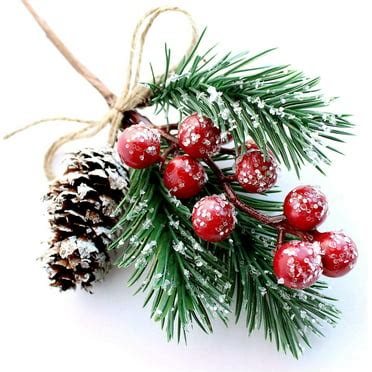 5PCSRed Berry Picks Evergreen Wreath Picks & Pine Branches Artificial ...