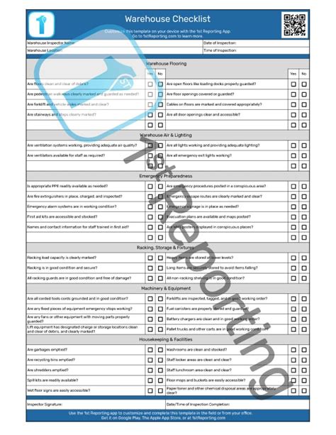 Warehouse Checklist Template For Multipurpose Reporting