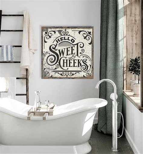 Home Décor Wall Décor Funny Bathroom Decor Hello Sweet Cheeks Farmhouse ...