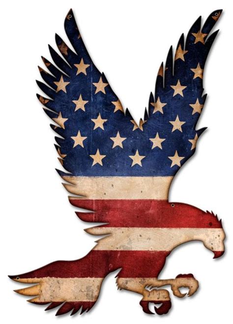 "AMERICAN FLAG AND FLYING EAGLE" METAL SIGN - Pin-Ups For Vets Store