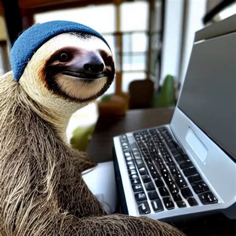 photo of a cute sloth typing on a computer ando | Stable Diffusion