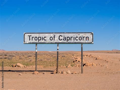 Sign reading "Tropic of Capricorn" in Namibia. Stock Photo | Adobe Stock