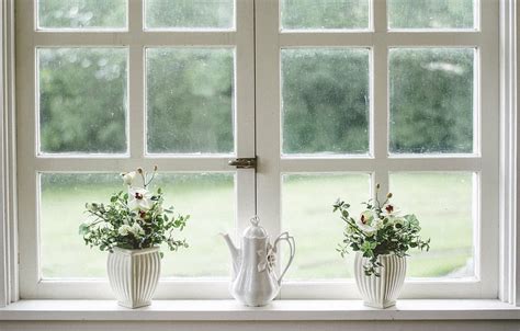two, white, ceramic, vases, window pane, window, glass, shield, frame, flower | Pxfuel