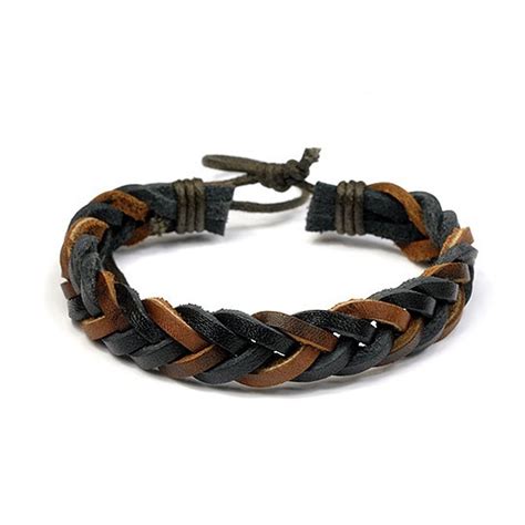 Braided Leather Bracelet, Leather Wrap Bracelet, Punk Leather Bracelet ...