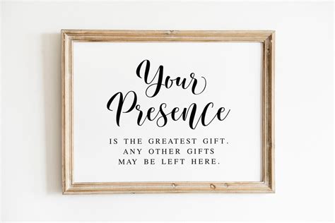 Your Presence is the Greatest Gift, Any Other Gifts May Be Left Here, Wedding Gift Sign, Gifts ...