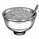 Coloring Page A Bowl Of Noodles With Spoon  Premium AI Generated Image sketch template