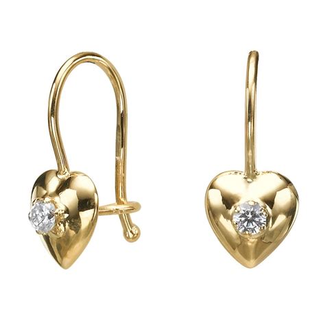 Dangle Earrings in14K Yellow Gold - Supergirl Heart. youme offers a range of 14K gold jewelry ...