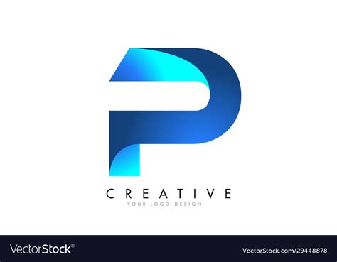 P letter logo design with 3d and ribbon effect Vector Image