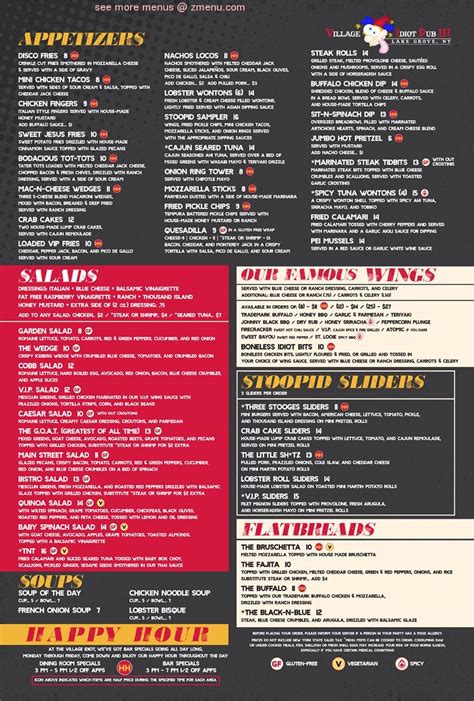 Menu at Village Idiot Pub, Lake Grove